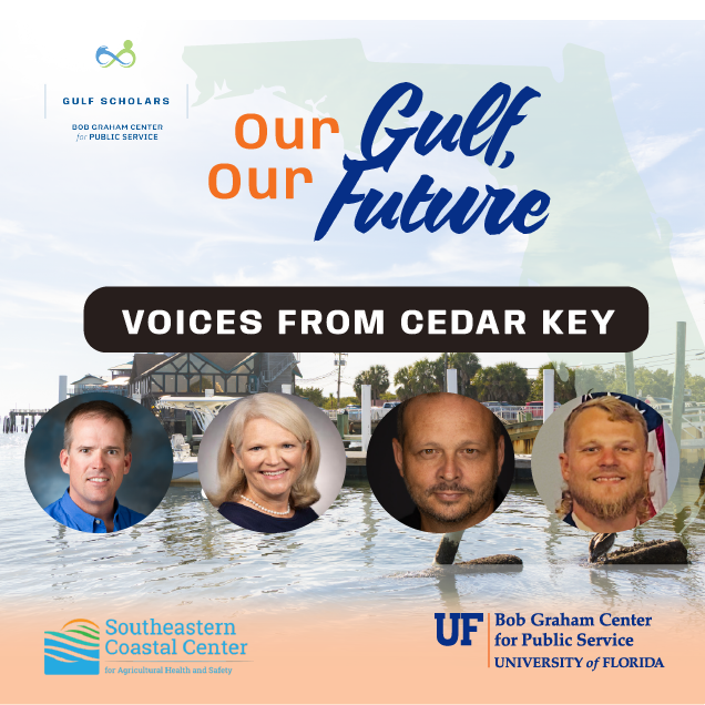 decorative image promoting the "Our Gulf, Our Future: Voices From Cedar Key" event